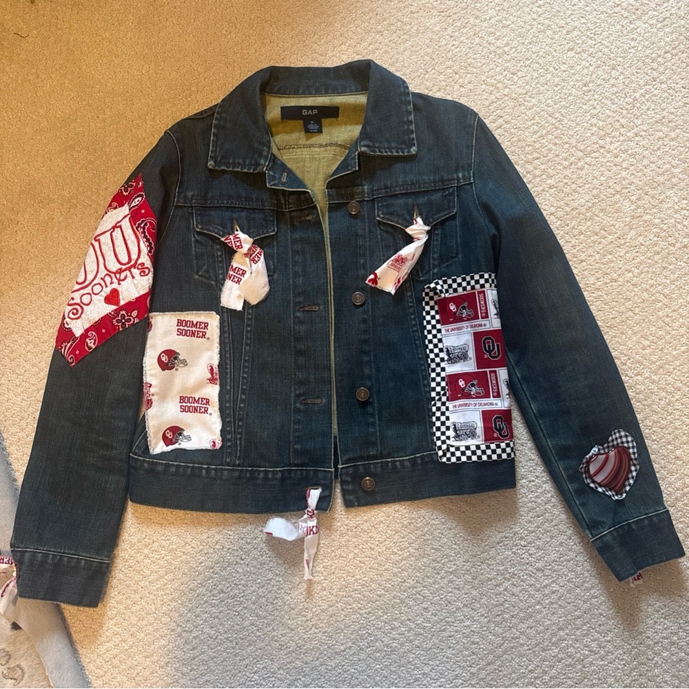 Custom Denim Jacket with Oklahoma Patches